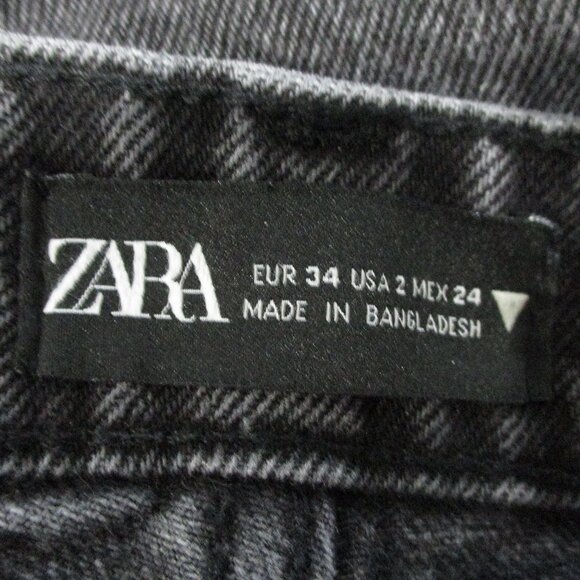 Zara Hi-Rise Black Wash Raw Hem Jeans - Picture 3 of 4